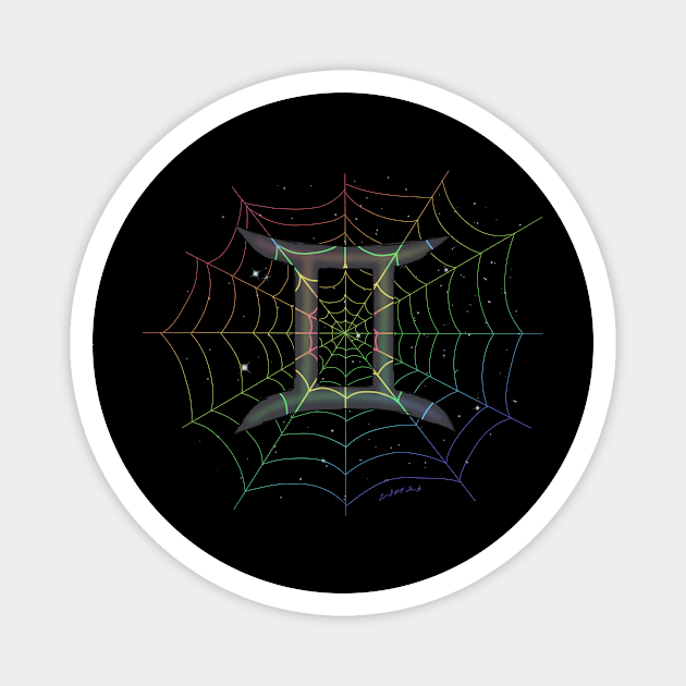 Rainbow Spiderweb Gemini Magnet by HauntedIndigo